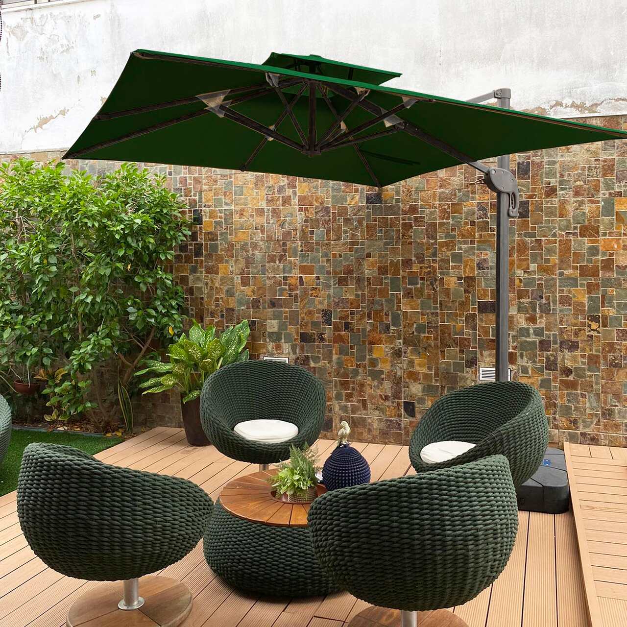 Ombrelone Guarda Sol Java Aluminio 2,5 x 2,5 C/ Base 100L