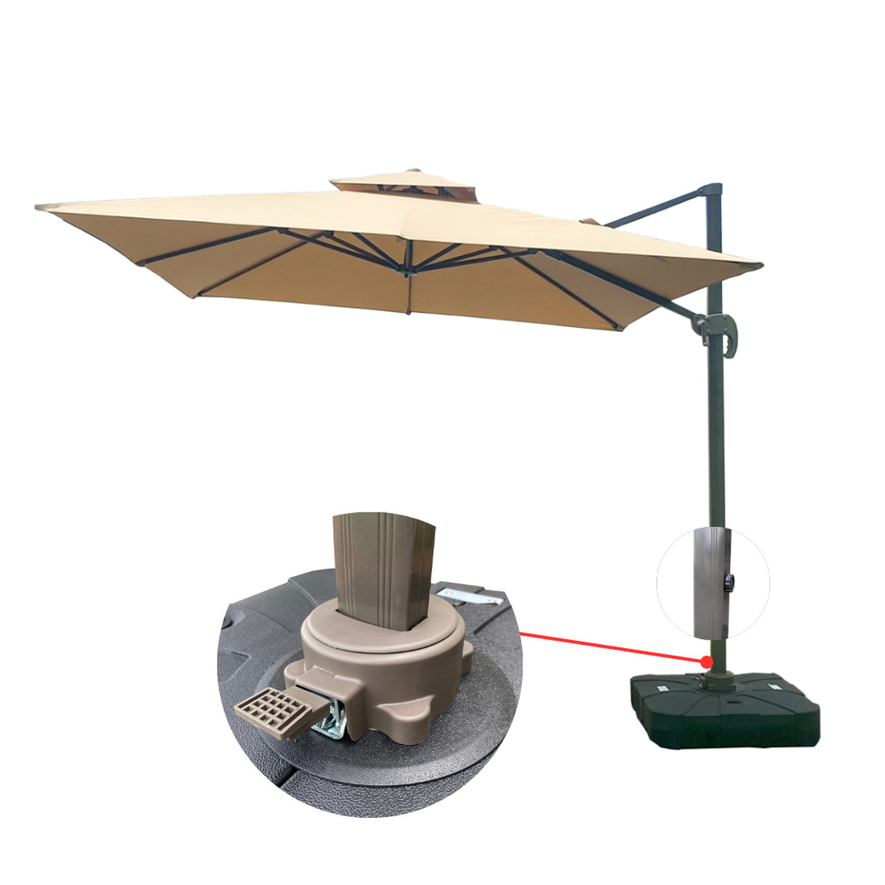 Ombrelone Guarda Sol Java Aluminio 2,5 x 2,5 C/ Base 100L