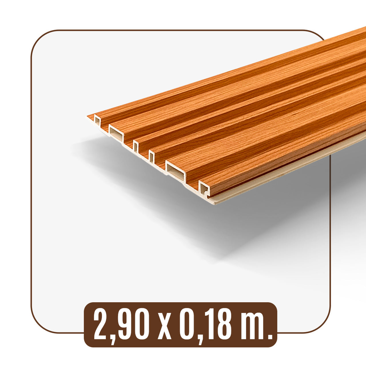Painel Ripado Cor: Freijó de uso Interno em WPC Double 2,90m x 18cm (0,522m²)