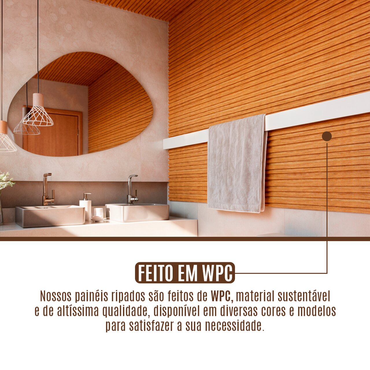 Painel Ripado Cor: Freijó de uso Interno em WPC Double 2,90m x 18cm (0,522m²)