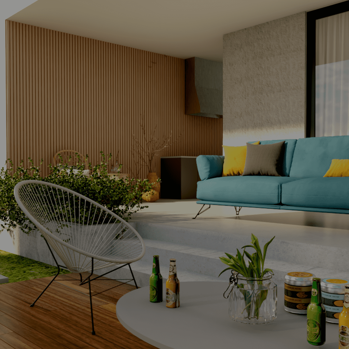 Painel Ripado WPC Externo Cor Creme 2,90m x 20cm (0,58m²)