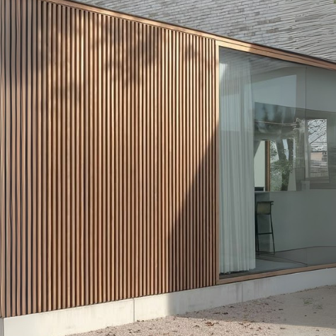 Brise Em WPC Externo Cor: Teca 3 x 5,0 x 290cm