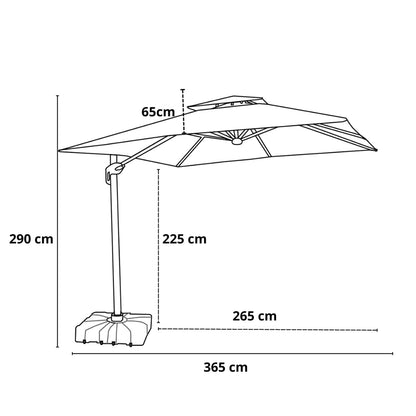 Ombrelone Guarda Sol Java Aluminio 2,5 x 2,5  C/ Base 100L