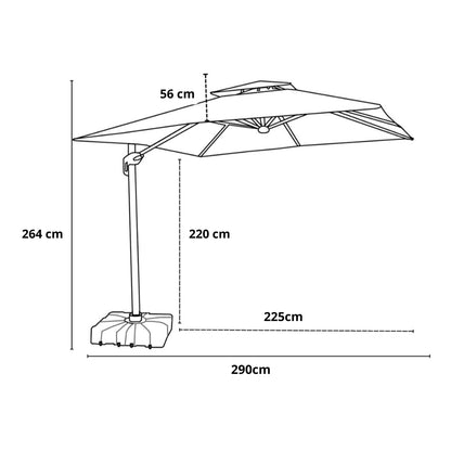 Ombrelone Guarda Sol Premium Alumínio 2,5 x 2,5  C/ Base em 100L