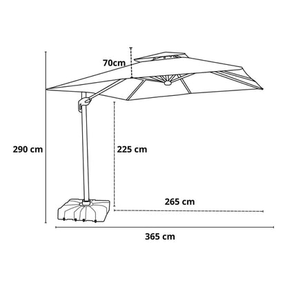 Ombrelone Guarda Sol Premium Aluminio 3,0 x 3,0  C/ Base em 100L