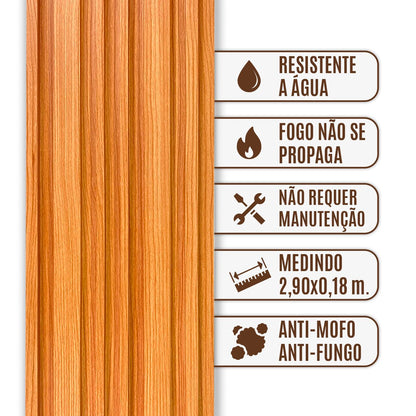 Painel Ripado Cor: Freijó de uso Interno em WPC Double 2,90m x 18cm (0,522m²)
